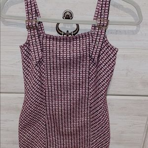 tight plaid purple dress